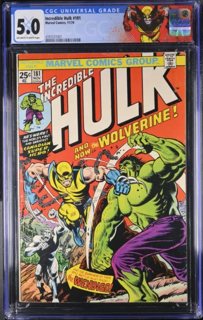 Incredible Hulk #181 CGC 5.0 Great Looking Mid Grade 1st App of Wolverine 1974