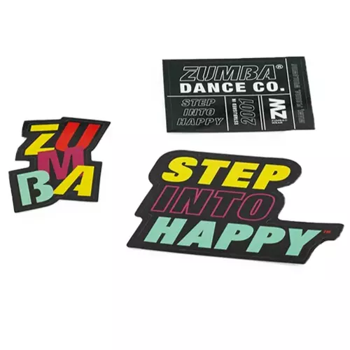 3 Zumba stickers, Step into Happy