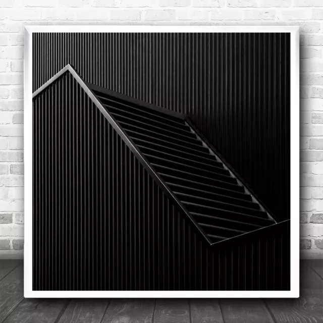 Wall Lines Stairs Staircase Metal Graph Finance Modern Steel Square Print