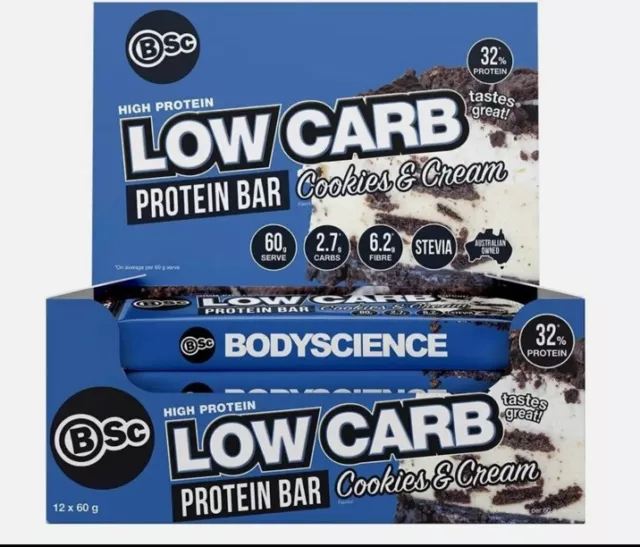 BSC High Protein Low Carb Bar 60g (12 Pack) Cookies And Creme  *Free Post*