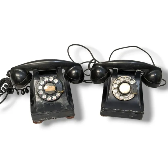 2x Vintage 1930-40s F1 Western Electric Bell Black Rotary Dial Telephone PRE WAR