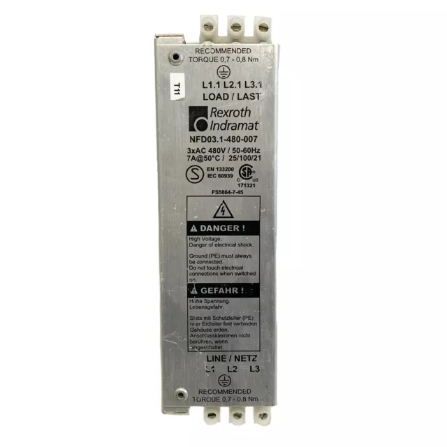 Rexroth Indramat NFD03.1-480-007 Power Line Filter 480V 50-60Hz USA