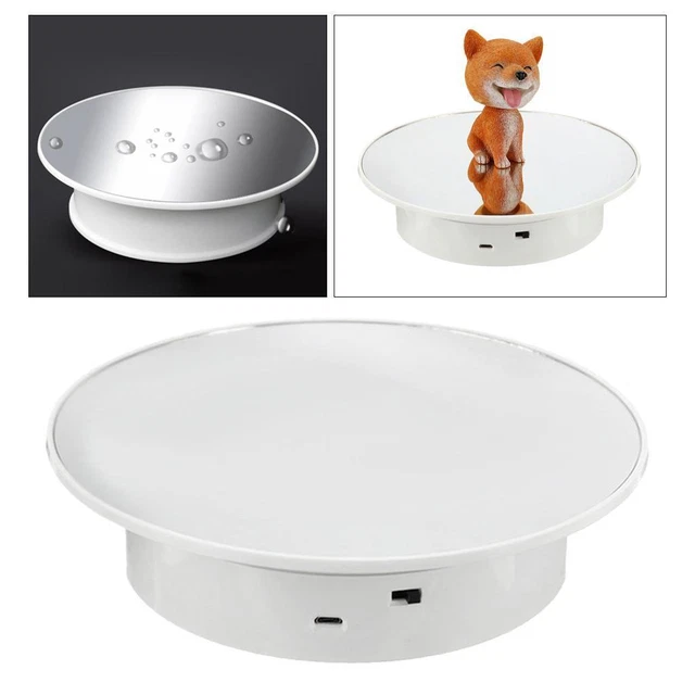 360 ° Rotation Electric Turntable Jewelry Display Stand - White-Mirror