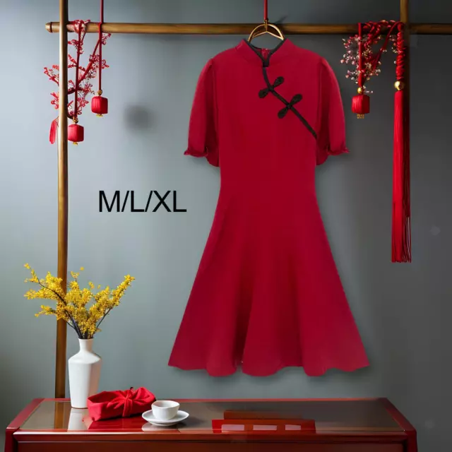 Robe smockée pour femme, Cheongsam améliorée, mi-longue, tendance,