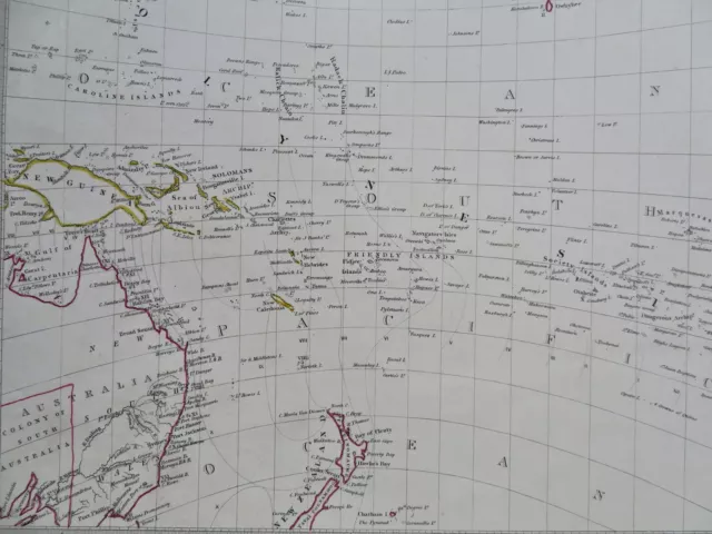 Pacific New Guinea New Zealand Colony So. Australia Hawaii c. 1840's Walker map