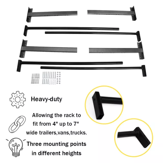 Roof Ladder Racks for 4'-7' Wide Enclosed Trailers Cargo Vans Trucks Adjustable