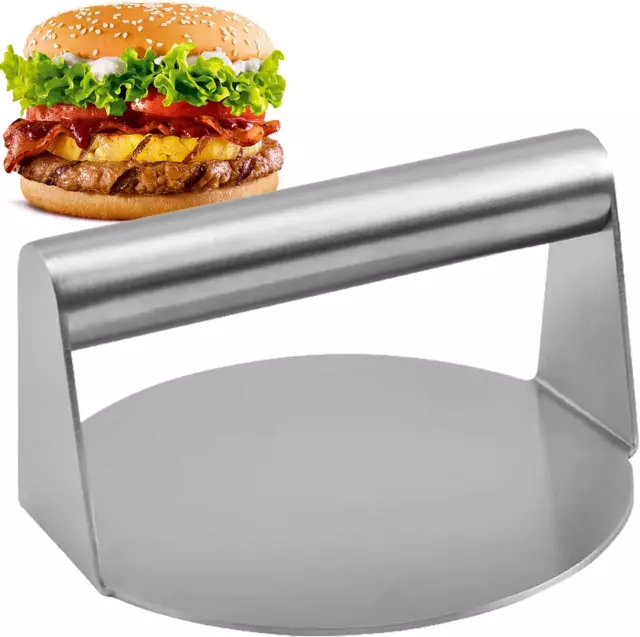 Stainless Steel Burger Press, 6.3 Inch round Burger Smasher Heavy-Duty Smash Bur