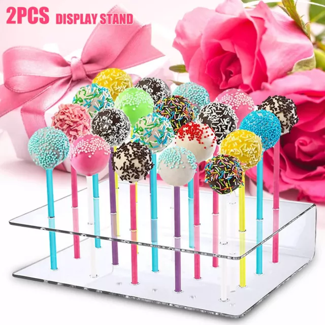 2X Acrylic Cake Pop Lollipop Holder Display Stand Party's Weddings Birthdays ✽