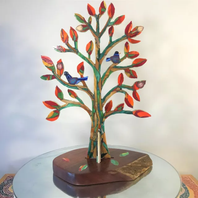 Stained glass mosaic tree. Jarrah stand. Mosaic art.Home decor Gift