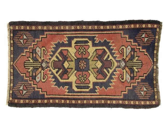 piccolo tappeto vintage turco boho persiano marocchino zerbino da bagno...