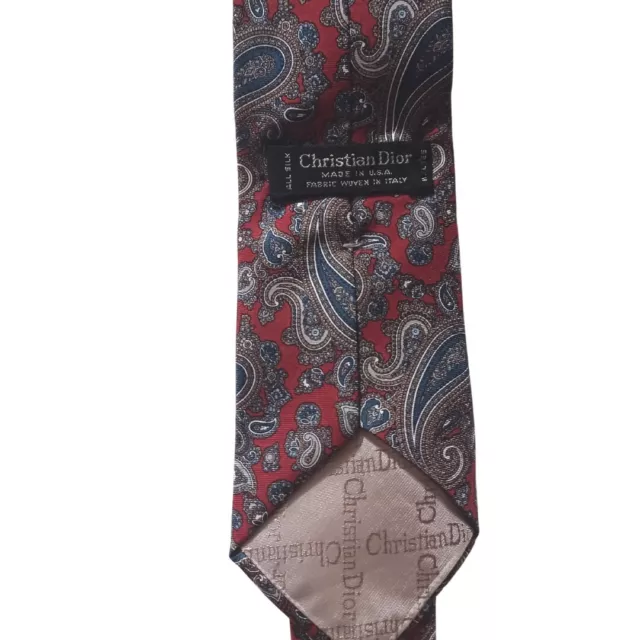 CHRISTIAN DIOR MENS Silk Necktie Tie, Red and Blue Paisley Print $25.00 ...