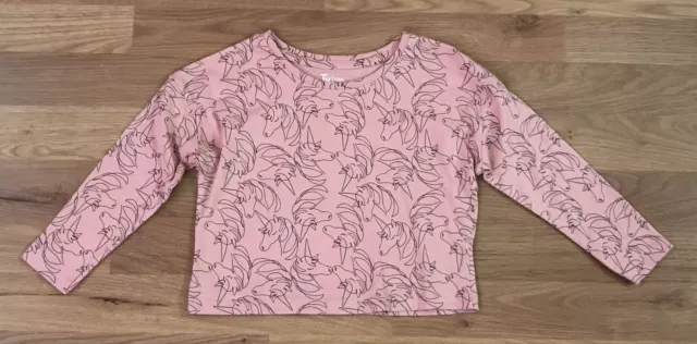 T-shirt TU a maniche lunghe crop bambina 5 anni rosa morbido unicorni collo a vite cotone