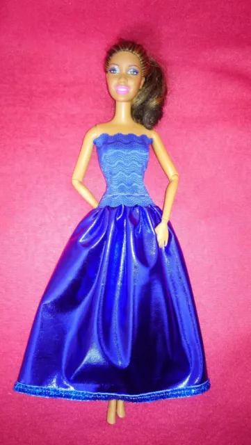 Barbie Glitzer Puppen Kleid Royal Blau Ballkleid Prinzessin Abendkleid K02 dress