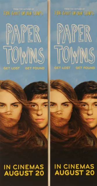 Paper Towns Film Bookmarks X 2 -  Nat Wolf Cara Delevingne - John Green