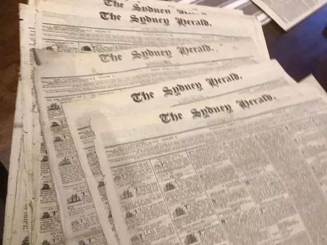 Old Newspaper Lot 1840 Convict Times 1st Year Sydney Herald Weekly X 10 Editions
