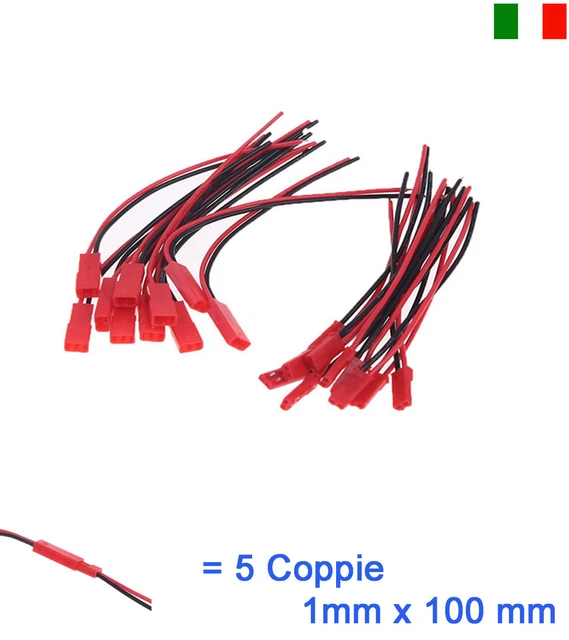 Kit 5Pz Connettore Cavo Striscia Bobina Spinotto 2 Pin Led Strisce Arduino