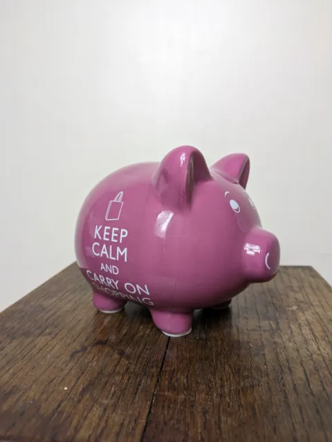 Pink Keep Calm And Carry On Shopping Piggy Bank