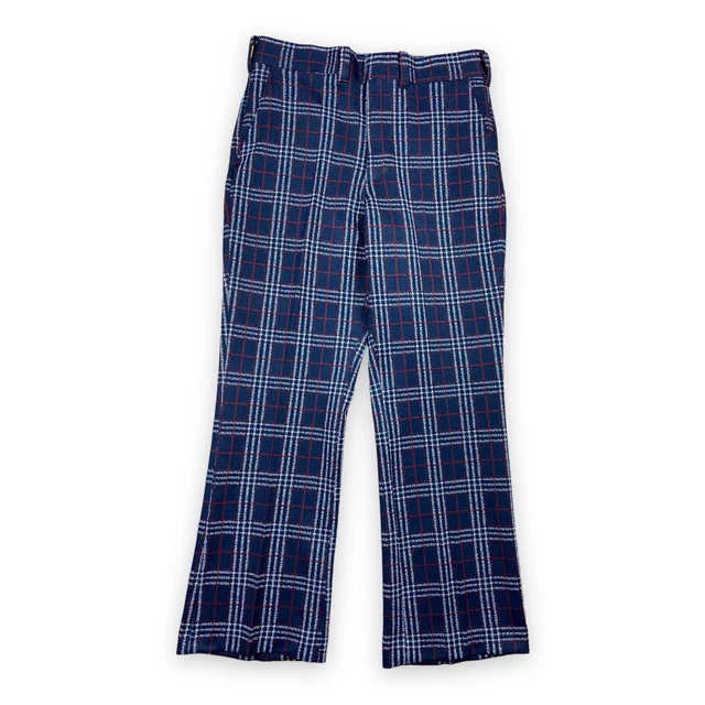 Vintage 70s Sears Kings Road Plaid Leisure Suit Pants Sz 34 Perma Prest Knit USA