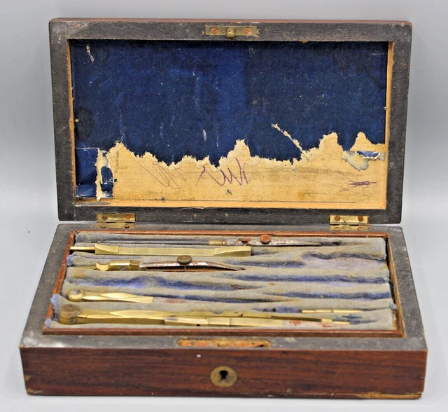 Ancienne Boîte Jeu De Construction En Bois XIXe – Charnière Cuir, Vintage