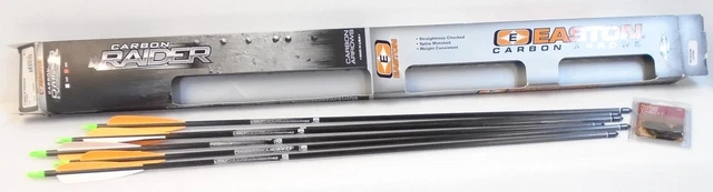 6 pc EASTON 912391TF Carbon Raider 4" Vane 28" ARROWS BH-USE 400 GPI 8.4