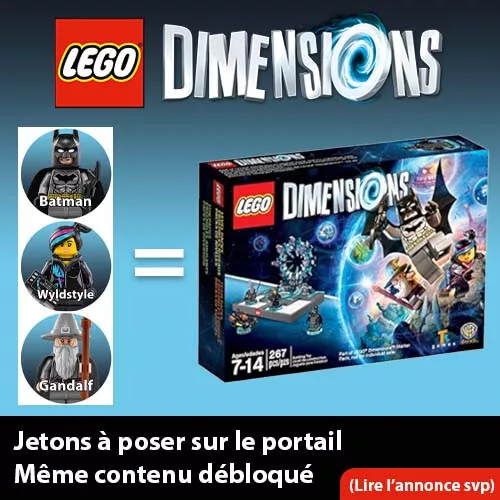 Lot de 3 jetons - Lego Dimensions - Batman Wyldstyle Gandalf - Pack Démarrage