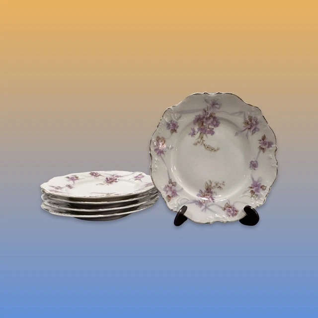 Collectible Antique Silesia (Germany) Hand Painted Purple Flowers