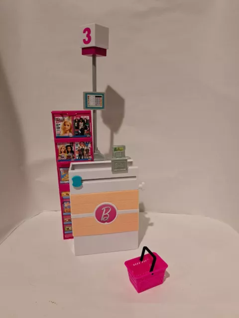 Barbie Grocery Store Playset Supermarket Checkout Counter Replacement w/pink bas