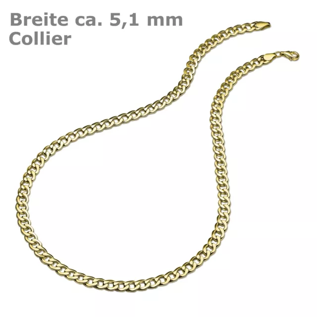 ECHT GOLD *** Kette Panzerkette 5 mm breit  / 45-50-55-60 cm