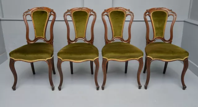 Set Of Four Victorian Carved Mahogany Dining Chairs