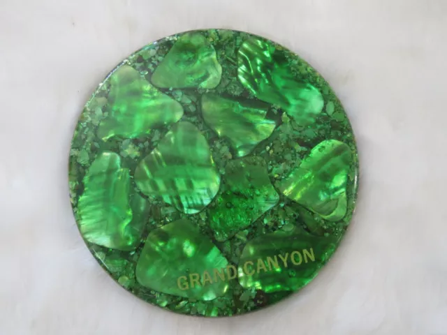 Vintage Acrylic Green Hot Plate Trivet Grand Canyon Souvenir Shells