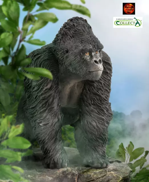 MOUNTAIN SILVERBACK GORILLA Ape Wildlife Toy Model Figure by CollectA