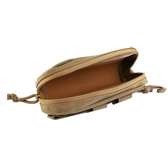 (Khaki) Shockproof Nylon Glasses Bag Portable 2 Colors Eyeglasses Pouch