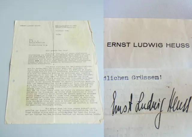 Ernst Ludwig Heuss (1910-1967): Signierter Brief Berlino 1936, Avvocati
