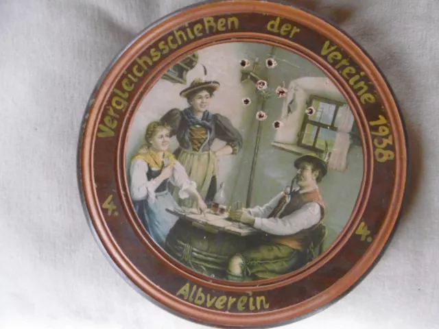 Schützenscheibe Bayern Schuhplattler Trachtler Wirtshaus Alpe Allgäu v. 1938