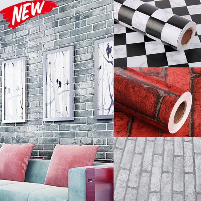 Waterproof 3D Wallpaper Brick Pattern Retro Style Home Decor Self-adhesive Club