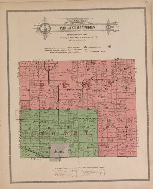 1917 Atlas GUTHRIE COUNTY plat map IOWA old GENEALOGY history Land DVD P148