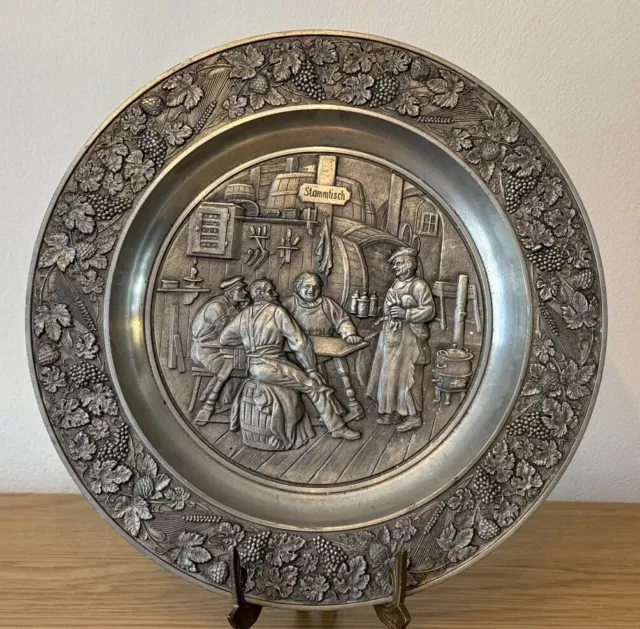 Stammtisch Pewter Wall Hanging Plate West German