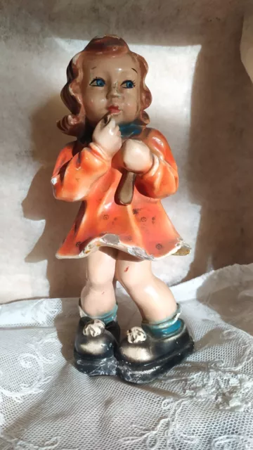 STATUA DI BAMBINA IN GESSO EPOCA 900 Vintage Antica Scultura