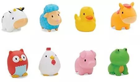 Munchkin Floating Farm Animal Themed Rubber Bath Squirt Toys for Baby, Pack of