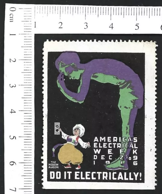 US 1916 America's Electrical Week poster stamp