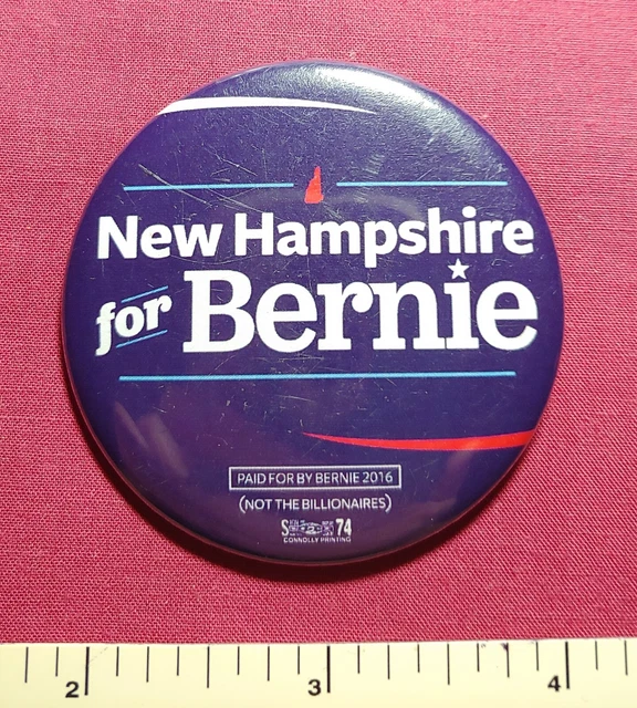 Official Nh Primary 2/11/20 Bernie Sanders (D) Not The Billionaires Pin Button 1