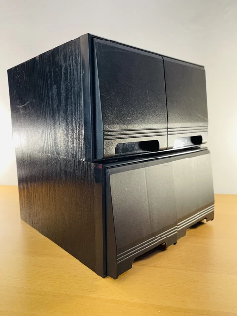 2 cajones de almacenamiento de CD vintage de diferentes tamaños estilo madera de ceniza negra con capacidad para 80 CD