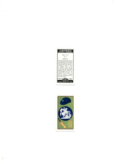 Cbt -Cricket Clubs & Badges A Series Of 25 Kane Products 1957 Ex Clean Cond