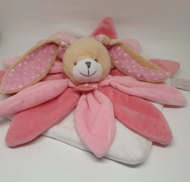 Doudou & et Compagnie plat Collector Lapin beige pétale rose étoile blanc 2