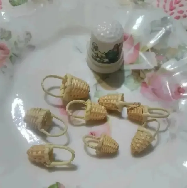 8 Vintage Tiny Miniature Wicker Baskets crafts Easter Dollhouse