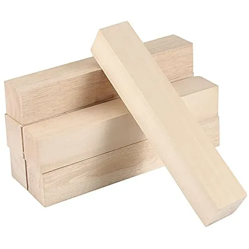 ZOENHOU 6 PIEZAS 12 x 2 x 2 pulgadas madera contrachapada para tallar bajos premium sin terminar...