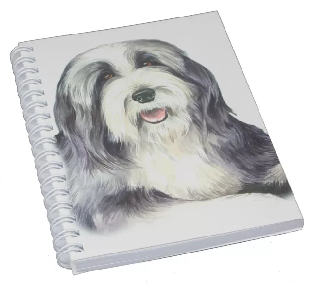 Bearded Collie Dog Illustration Spiral Bound Notebook 50 Pages Perfect Gift