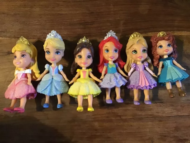 Disney Princess Mini Toddler Dolls 3 Inch Posable Doll Bundle x 6