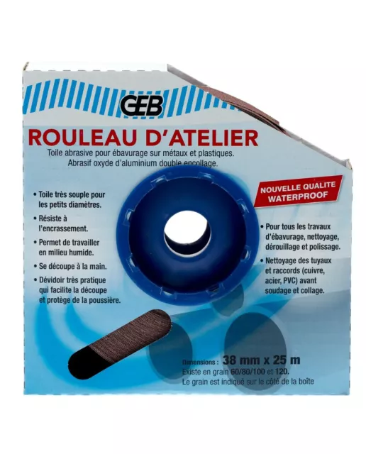 Bande abrasive Grain 100 - Rouleau dévidoir 38mm x 25m. 2