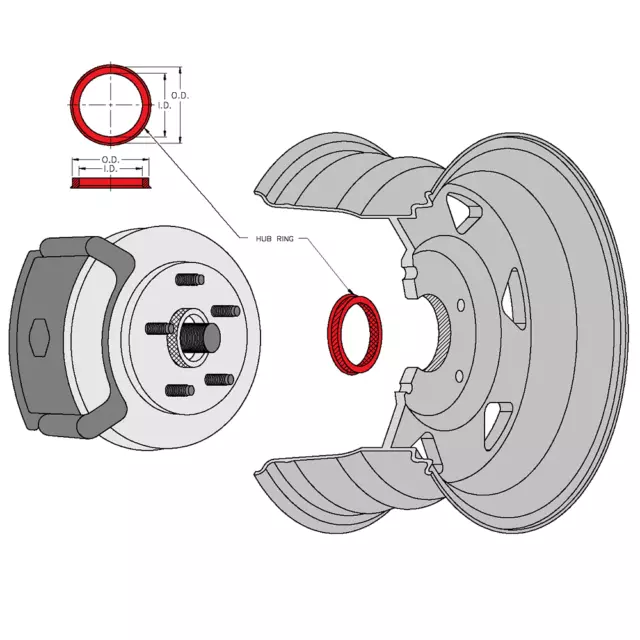 4x Set Felgen Zentrierringe 66,6mm - 65,1mm Zentrierungsringe Alufelgen 3